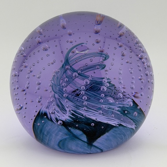 Caithness Other - Caithness Cauldron Bubble Purple Blue Art Glass Paperweight Scotland 3 in